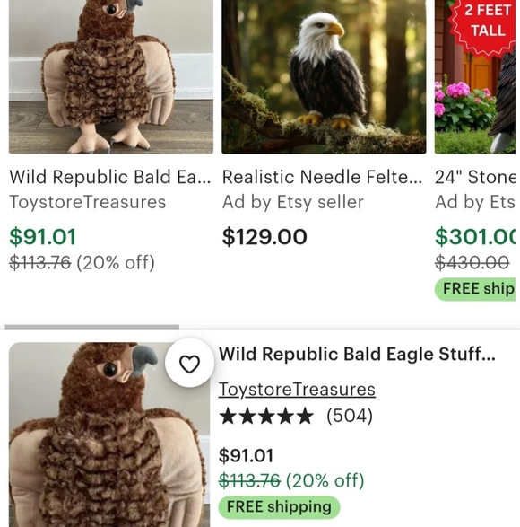 Wild Republic Plush Bald Eagle Stuffed Animal - Picture 7 of 7
